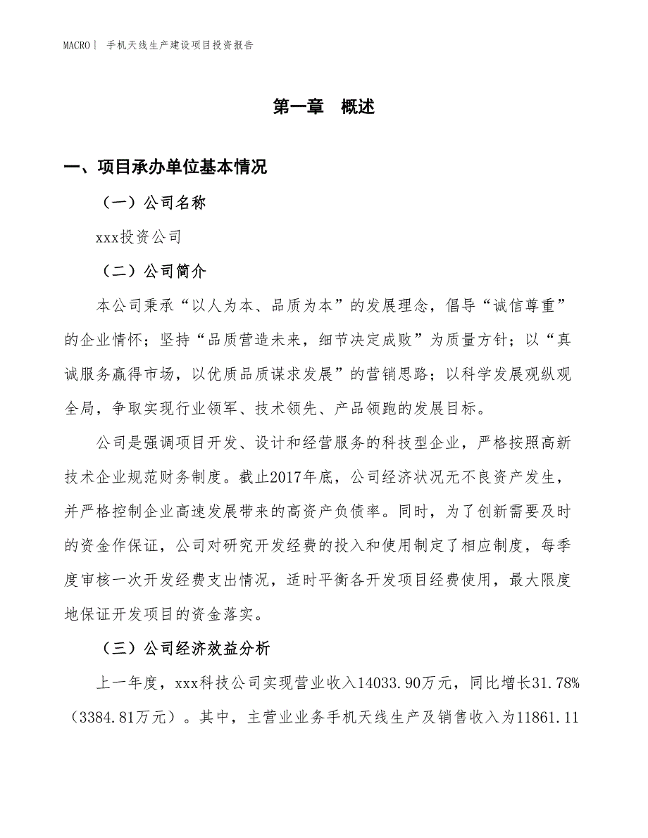 手机天线生产建设项目投资报告_第4页