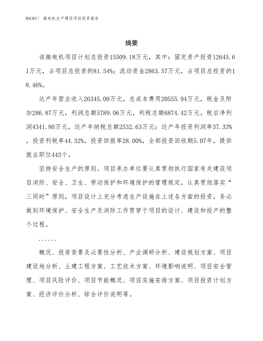 微电机生产建设项目投资报告_第2页