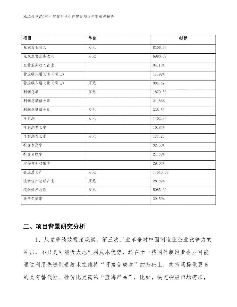 防腐衬里生产建设项目招商引资报告(总投资7503.95万元)_第2页