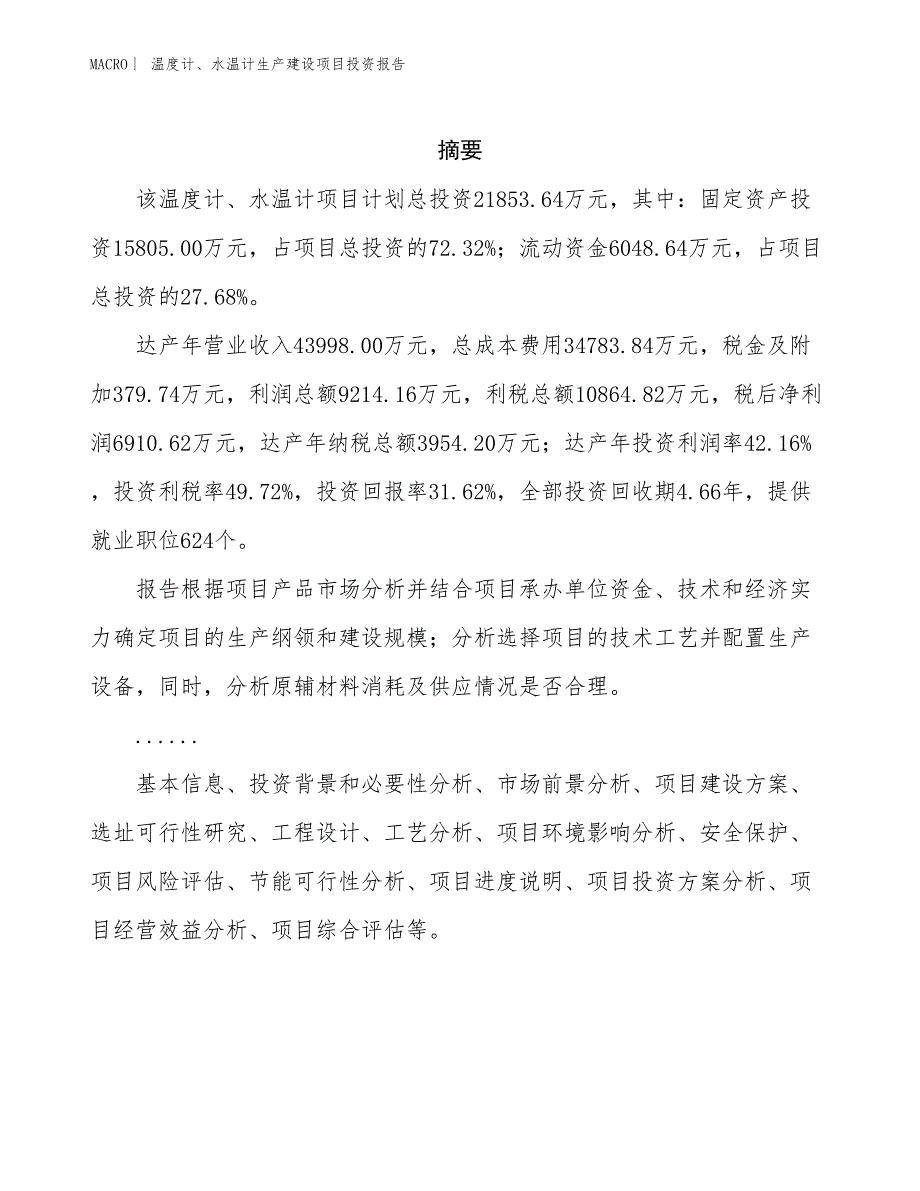 温度计、水温计生产建设项目投资报告_第2页