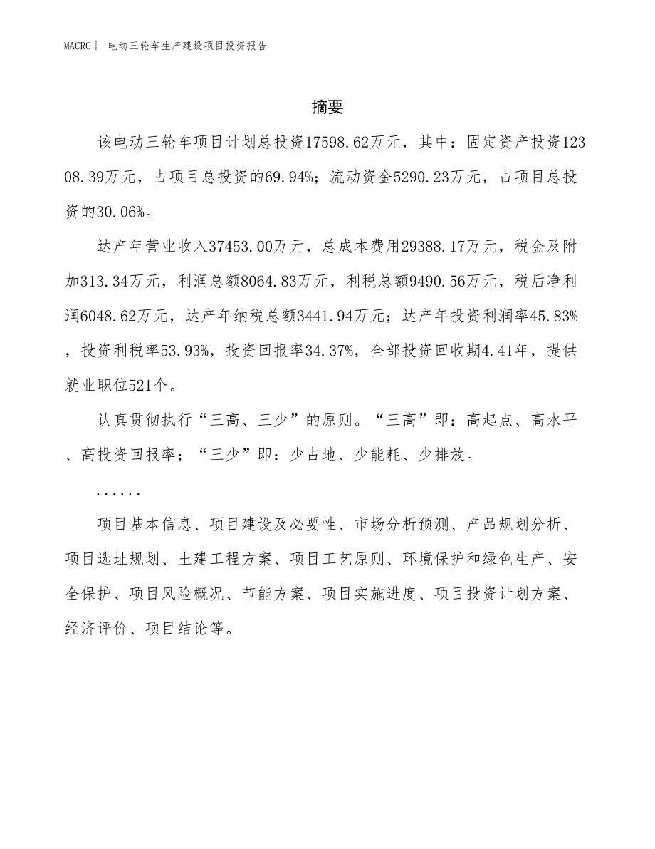 电动三轮车生产建设项目投资报告_第2页