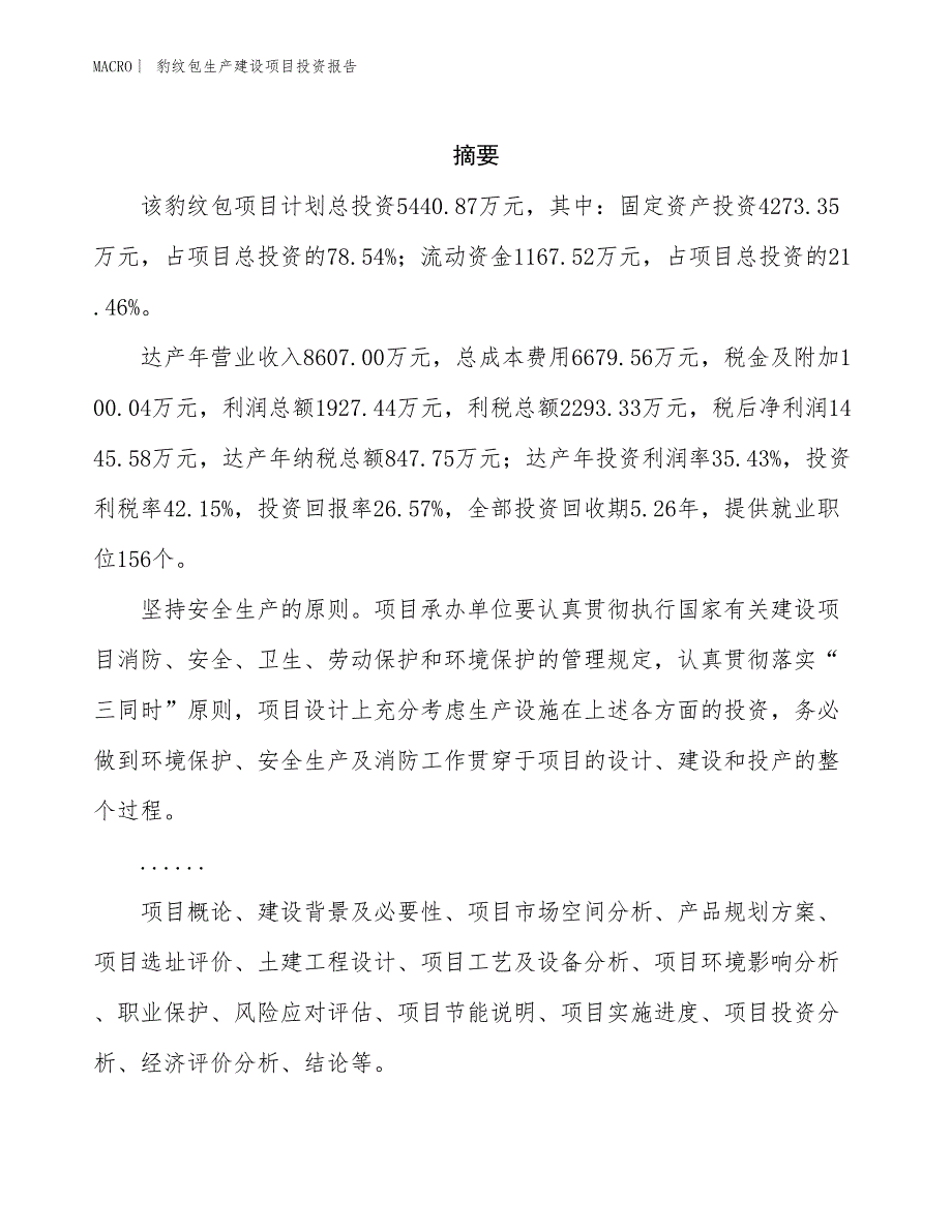 豹纹包生产建设项目投资报告_第2页