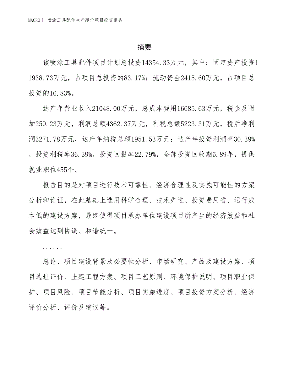 喷涂工具配件生产建设项目投资报告_第2页