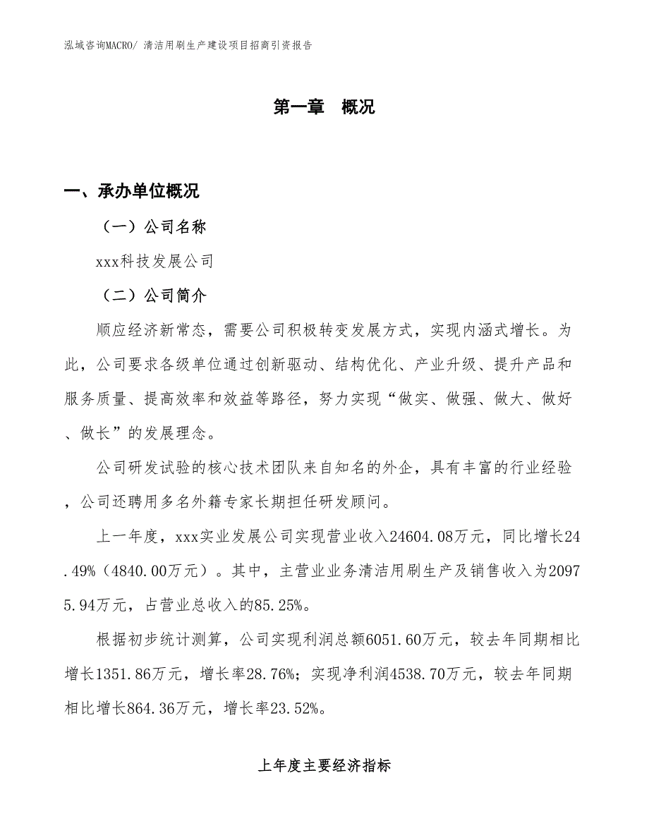 清洁用刷生产建设项目招商引资报告(总投资15998.53万元)_第1页