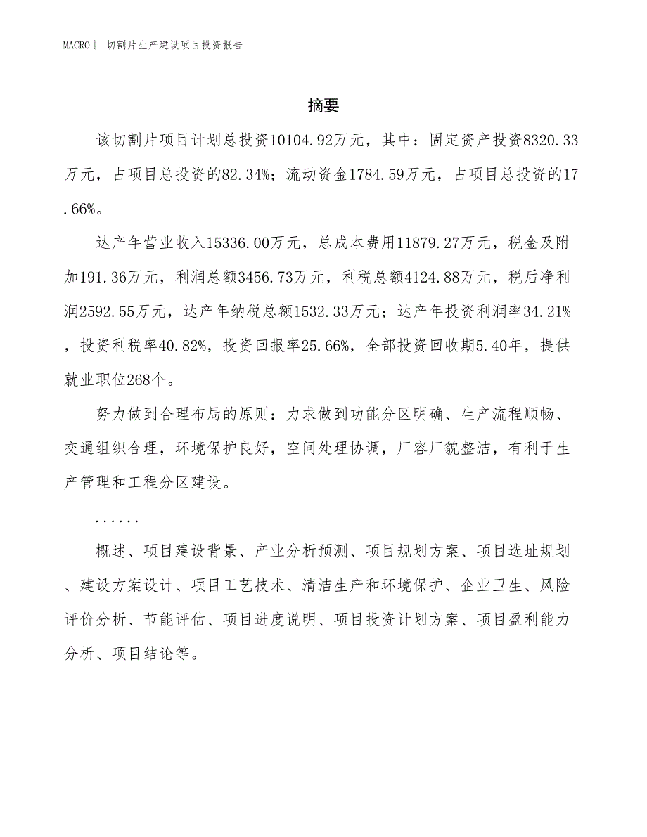 切割片生产建设项目投资报告_第2页