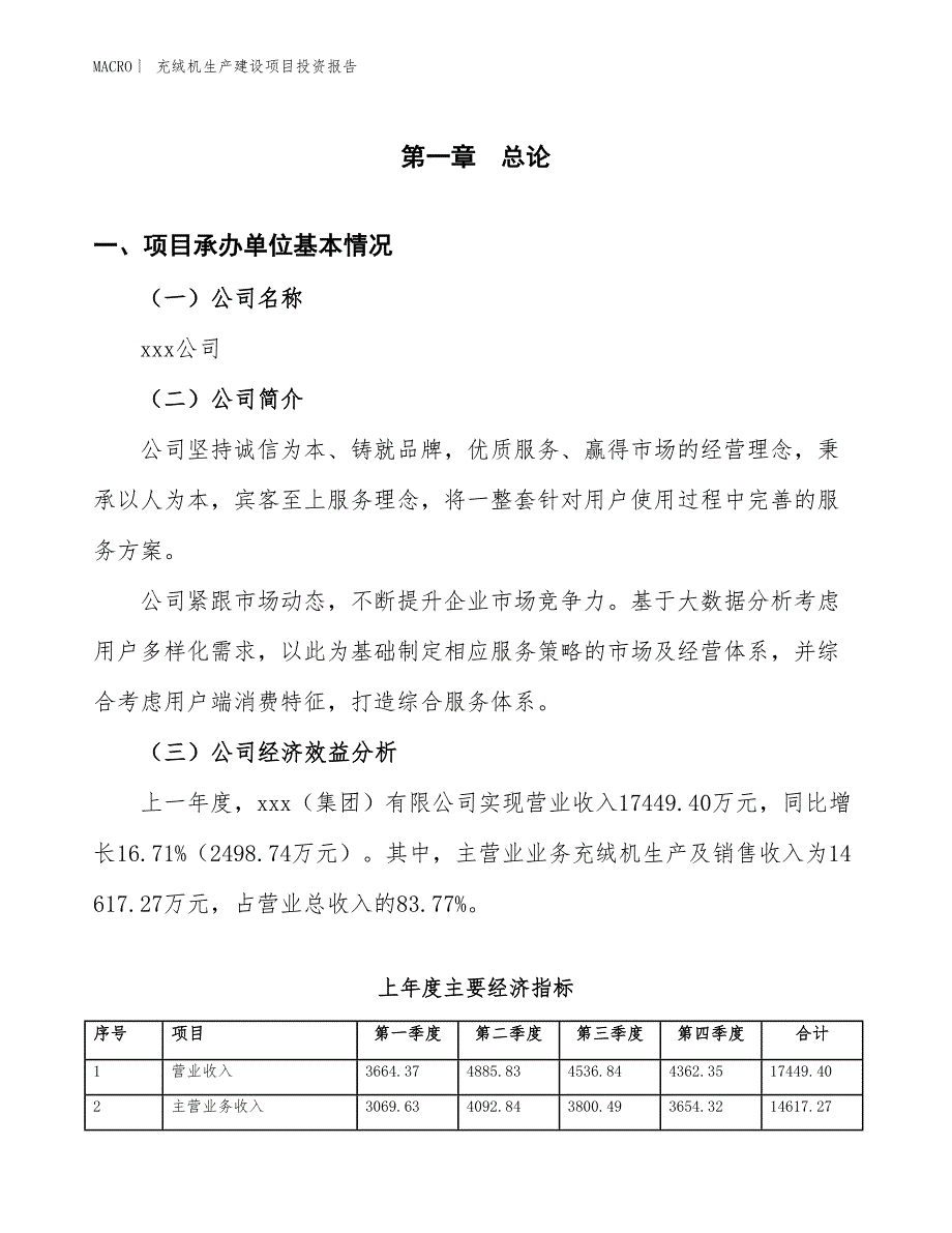 充绒机生产建设项目投资报告_第4页