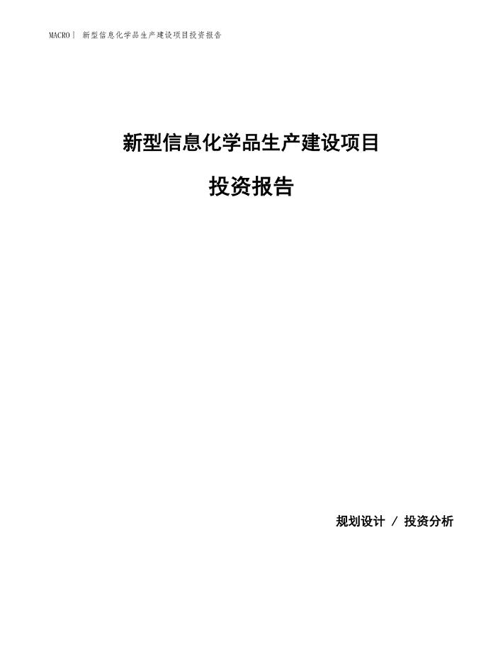 新型信息化学品生产建设项目投资报告