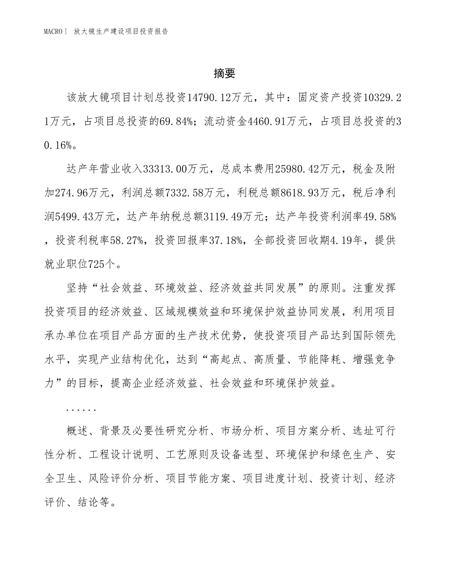 放大镜生产建设项目投资报告_第2页