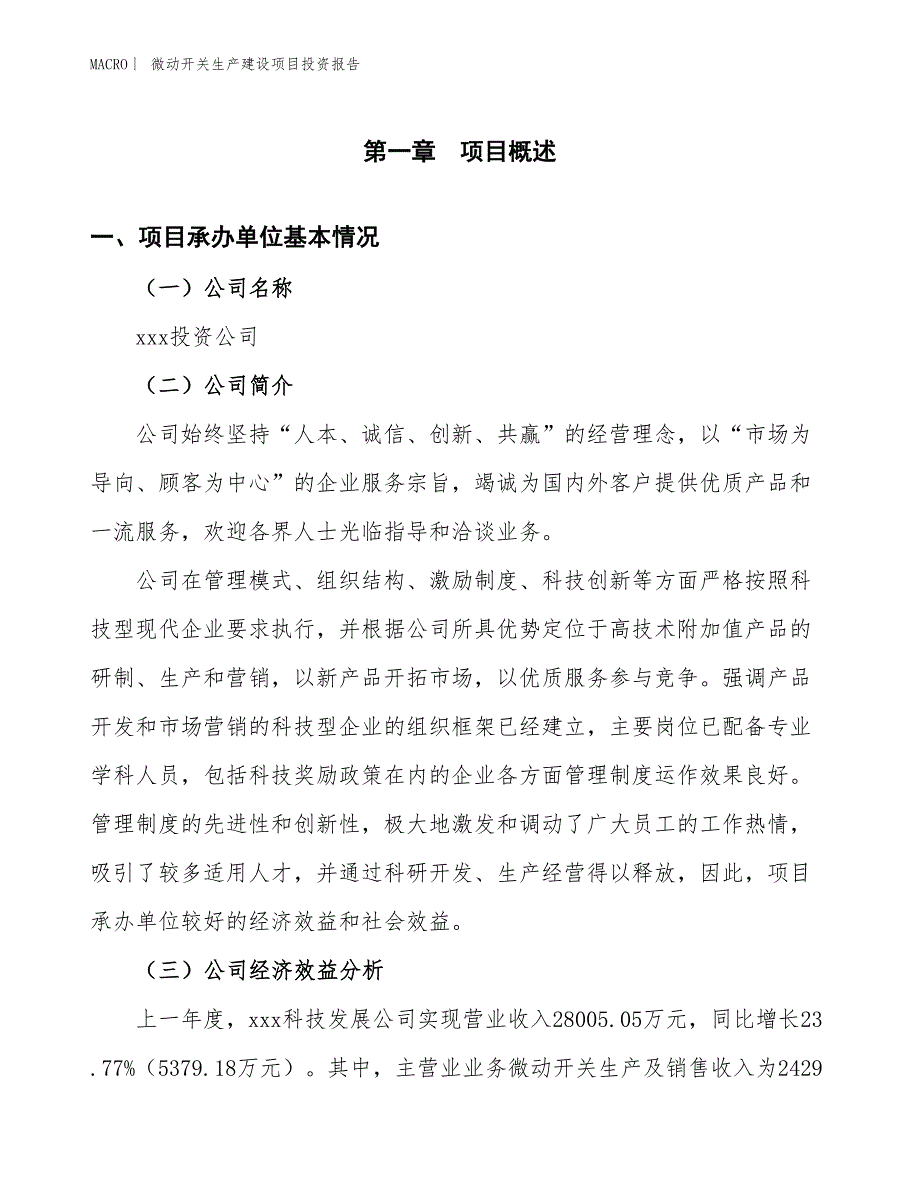 微动开关生产建设项目投资报告_第4页