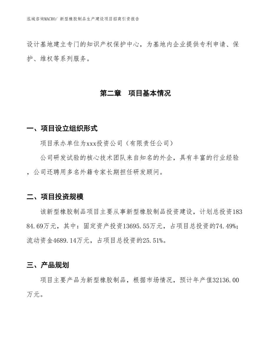 新型橡胶制品生产建设项目招商引资报告(总投资18384.69万元)_第5页