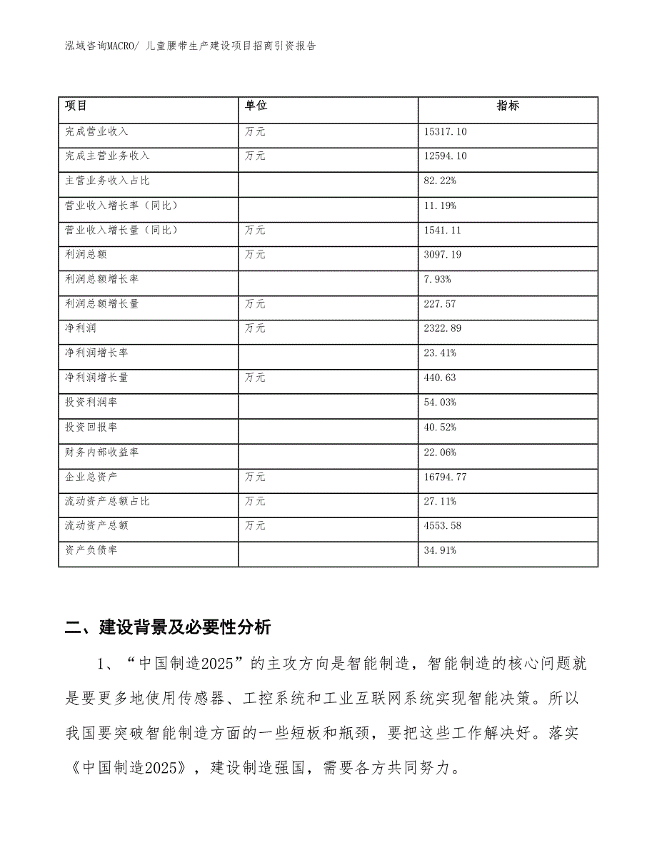 儿童腰带生产建设项目招商引资报告(总投资8501.70万元)_第2页