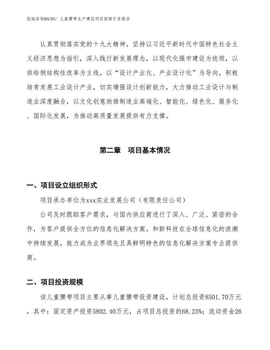 儿童腰带生产建设项目招商引资报告(总投资8501.70万元)_第5页