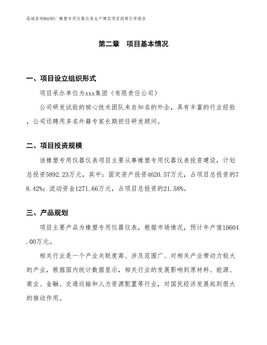 橡塑专用仪器仪表生产建设项目招商引资报告(总投资5892.23万元)_第5页