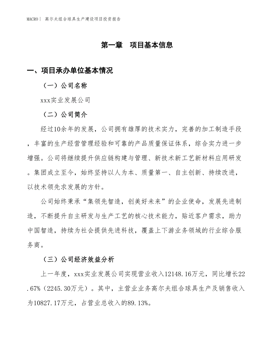 高尔夫组合球具生产建设项目投资报告_第4页