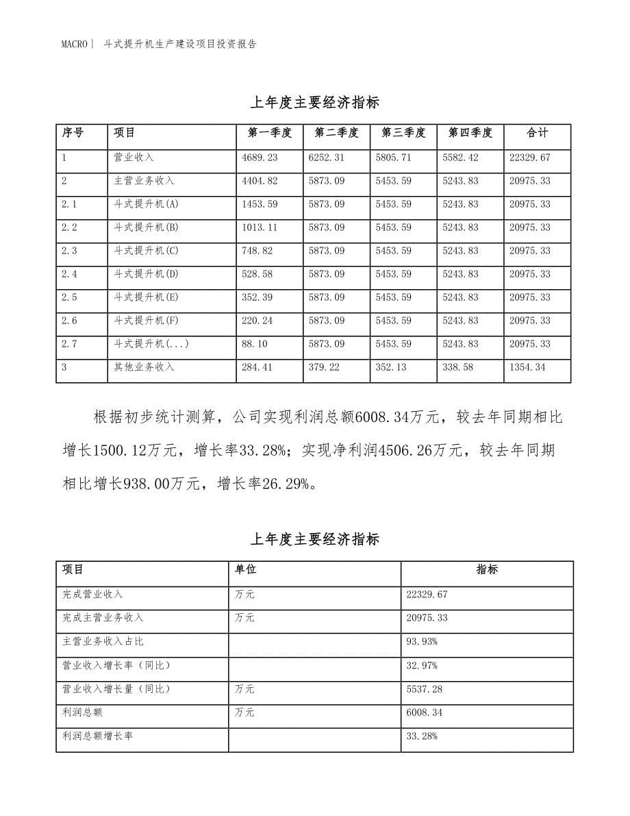 斗式提升机生产建设项目投资报告_第5页