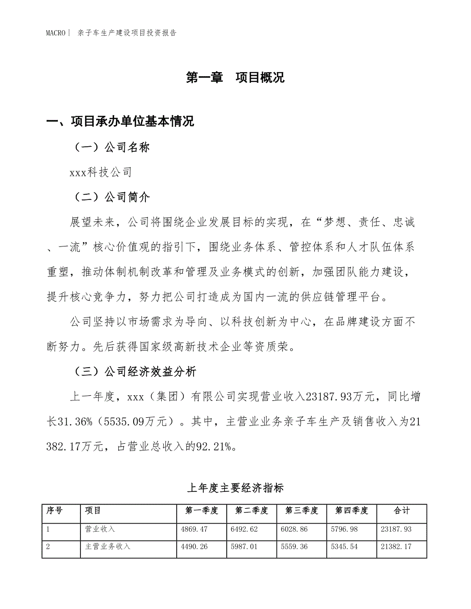 亲子车生产建设项目投资报告_第4页