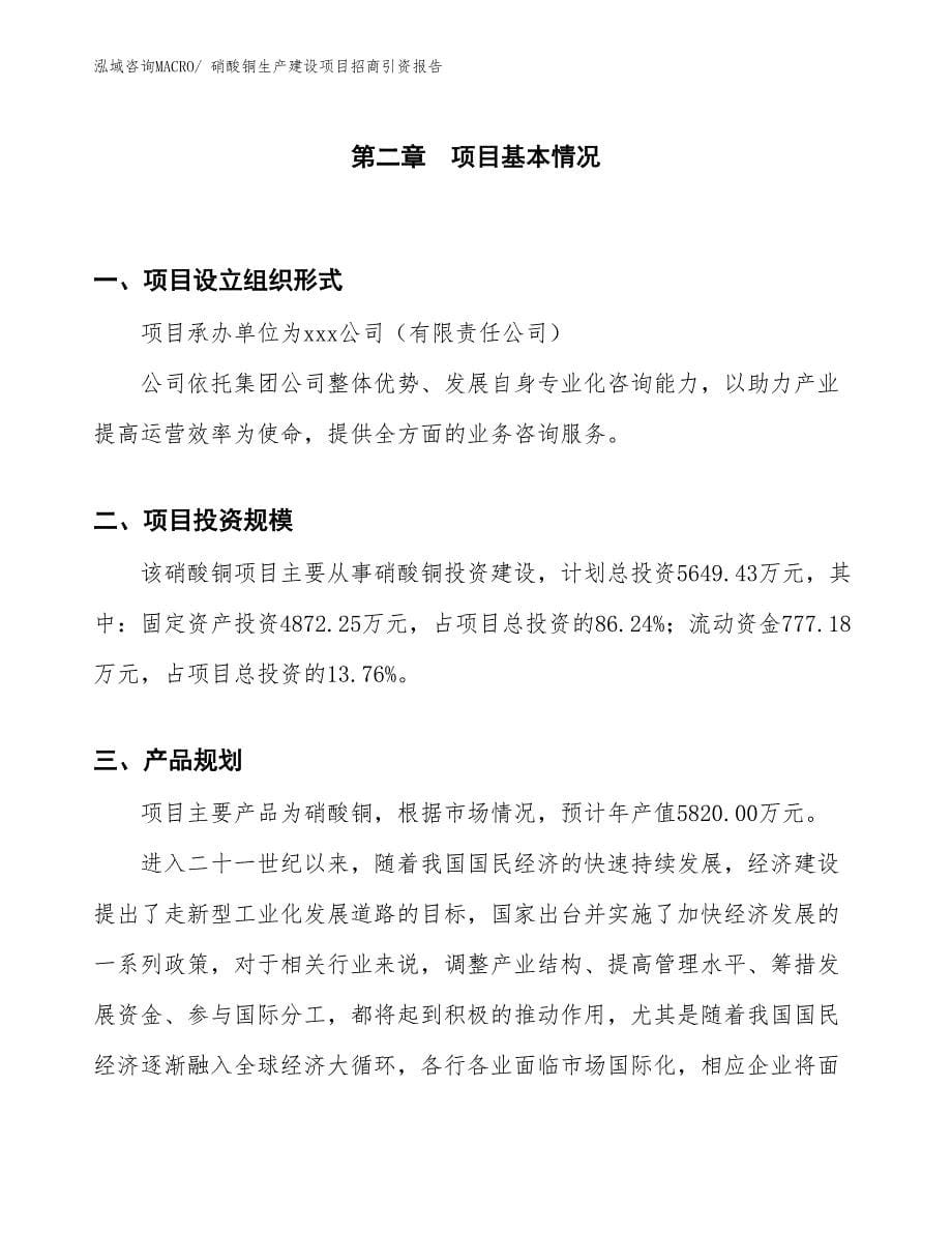 硝酸铜生产建设项目招商引资报告(总投资5649.43万元)_第5页