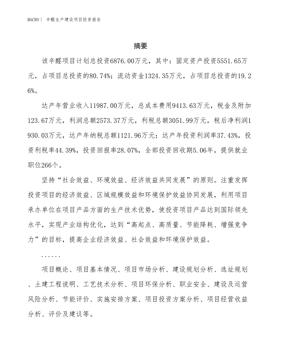 辛醛生产建设项目投资报告_第2页