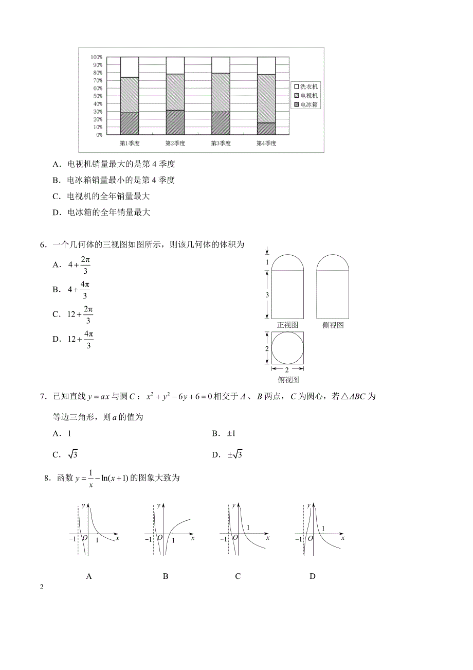 昆明市2019届高三复习教学质量检测文科数学3月_第2页