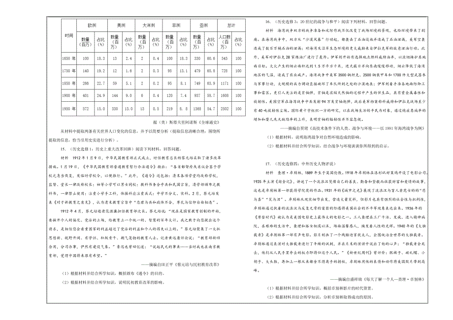 百校名题---安徽省高三上学期周测文科综合历史---精品解析Word版_第3页