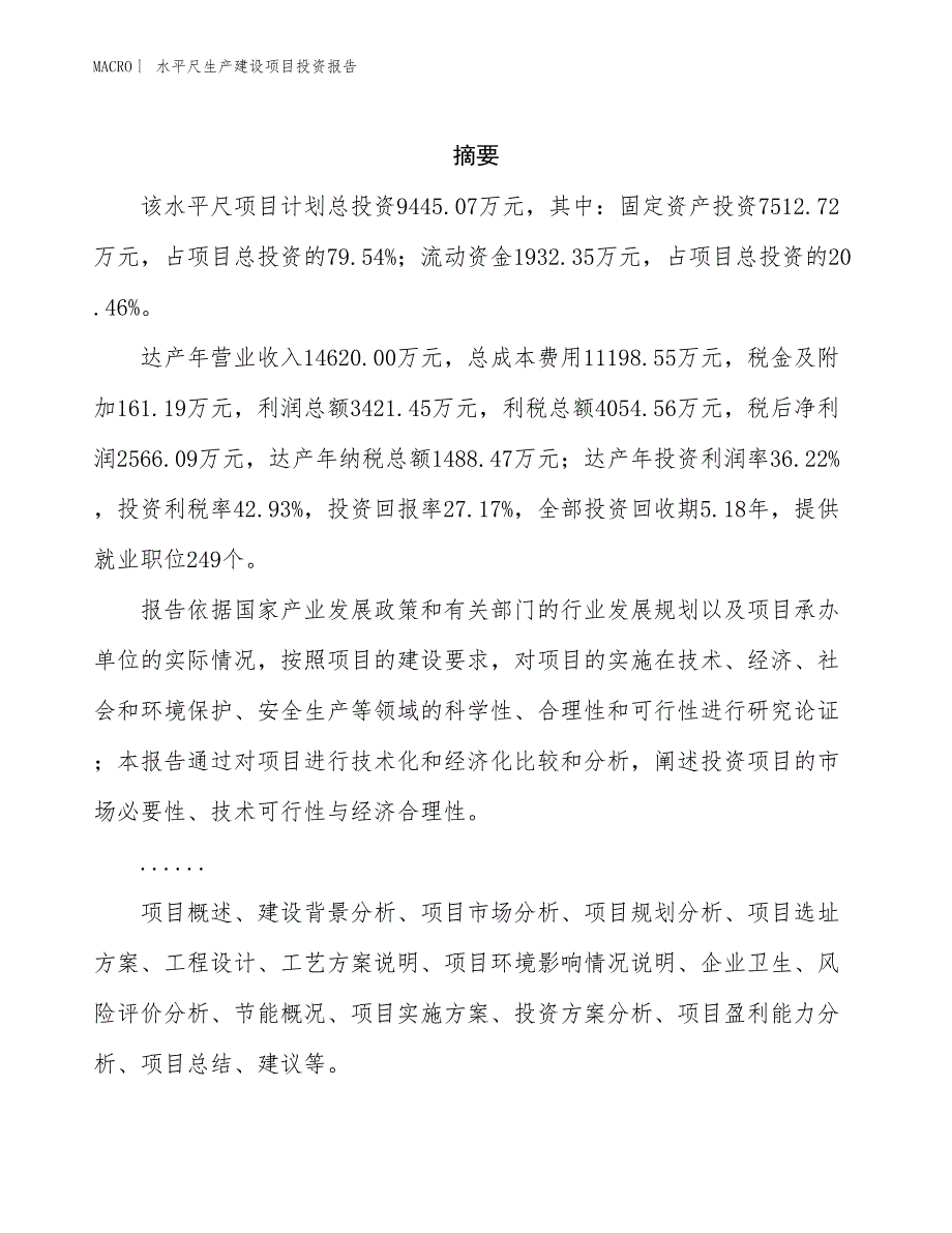 水平尺生产建设项目投资报告_第2页