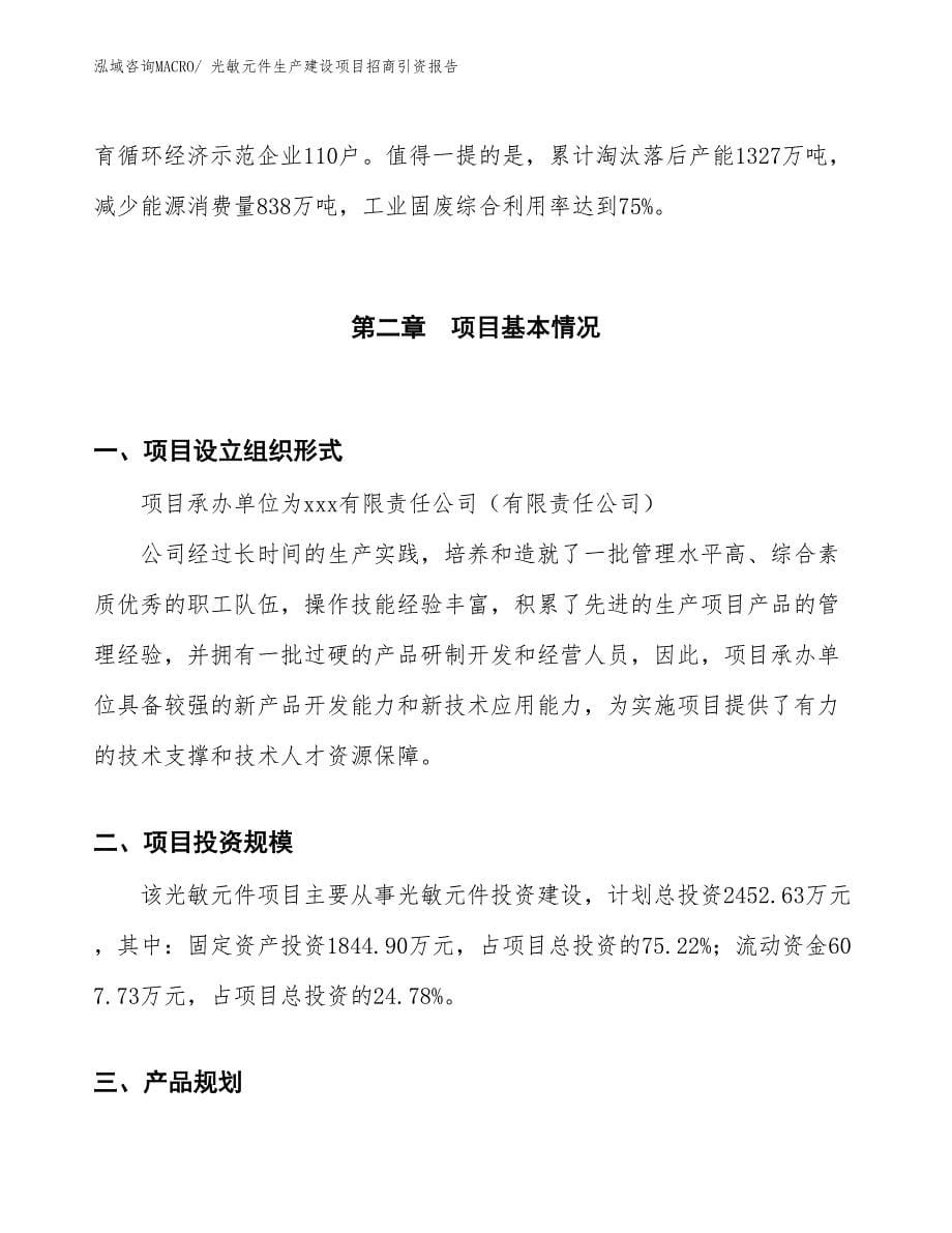 光敏元件生产建设项目招商引资报告(总投资2452.63万元)_第5页