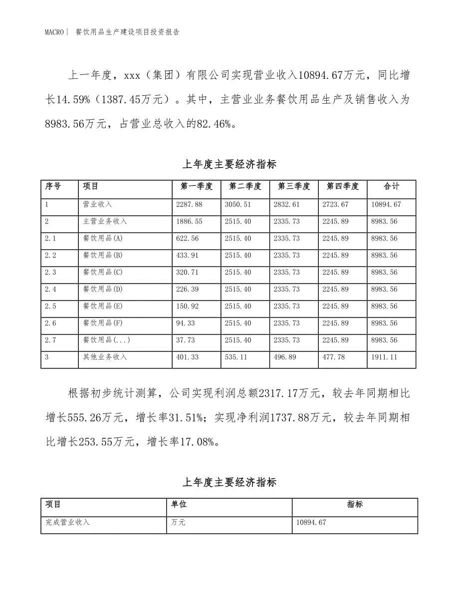 餐饮用品生产建设项目投资报告_第5页