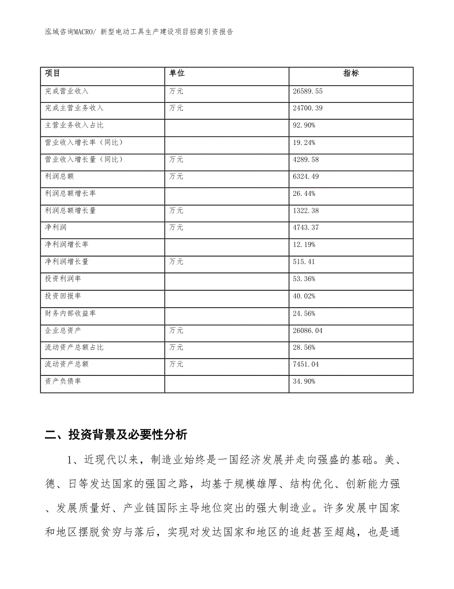 新型电动工具生产建设项目招商引资报告(总投资17086.70万元)_第2页