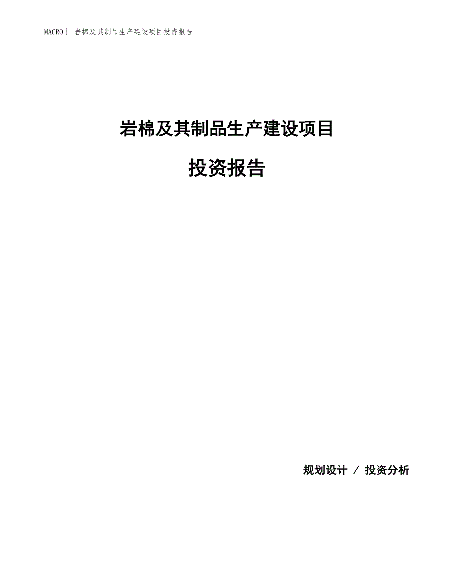 岩棉及其制品生产建设项目投资报告_第1页