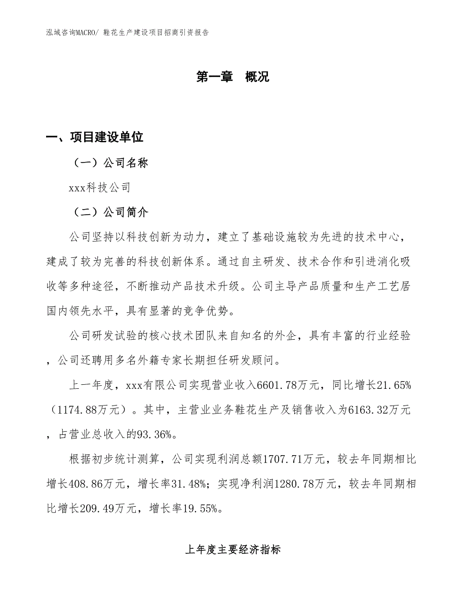 鞋花生产建设项目招商引资报告(总投资5043.28万元)_第1页