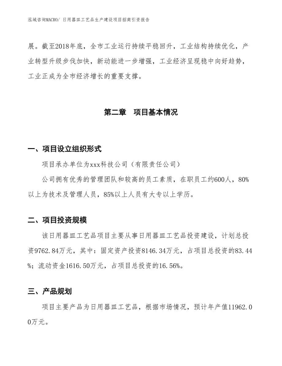 日用器皿工艺品生产建设项目招商引资报告(总投资9762.84万元)_第5页