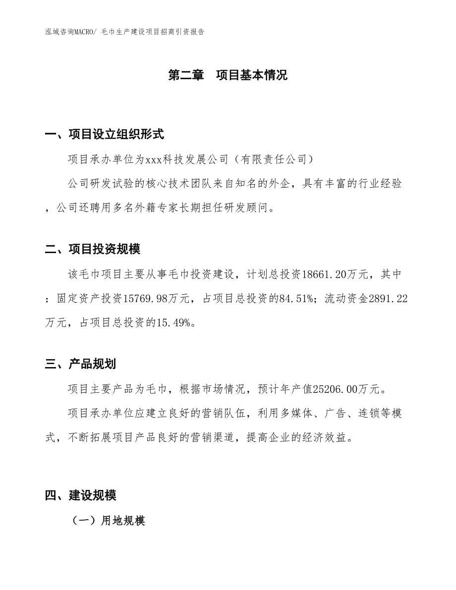 毛巾生产建设项目招商引资报告(总投资18661.20万元)_第5页