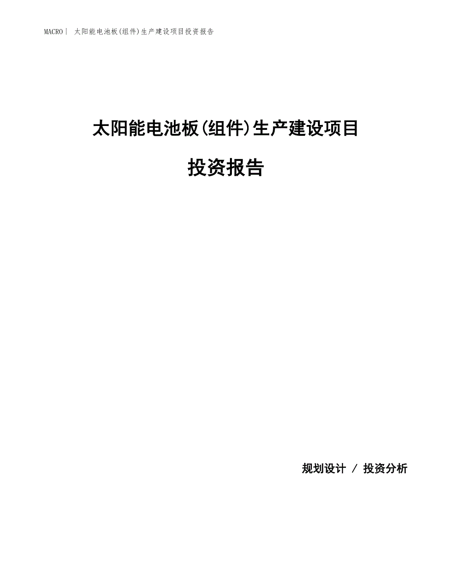 太阳能电池板(组件)生产建设项目投资报告_第1页