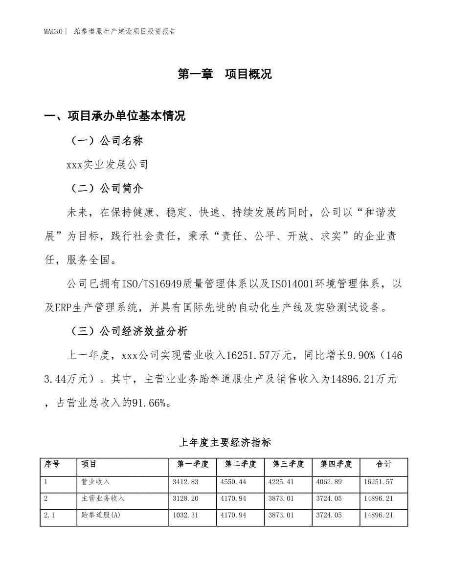 跆拳道服生产建设项目投资报告_第5页