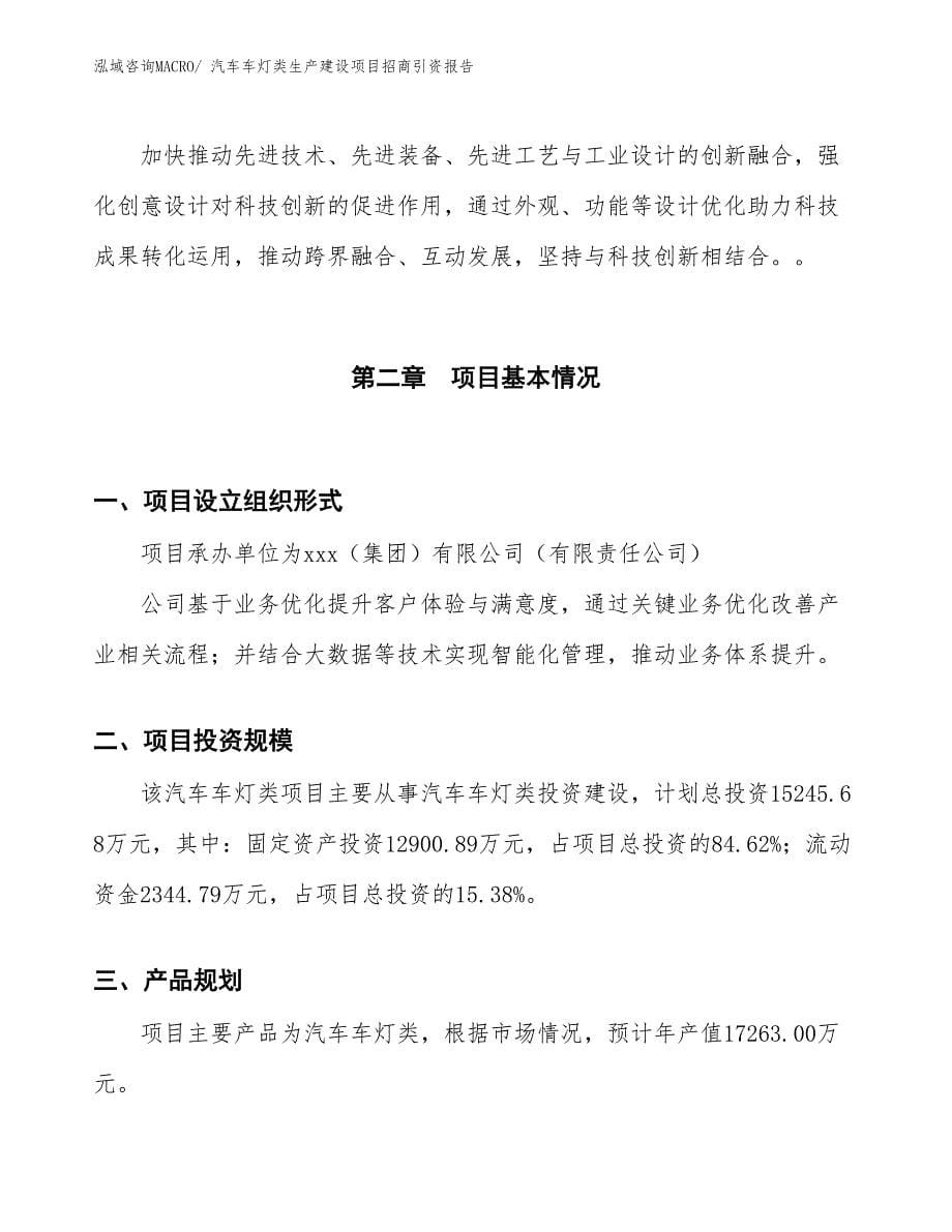 汽车车灯类生产建设项目招商引资报告(总投资15245.68万元)_第5页