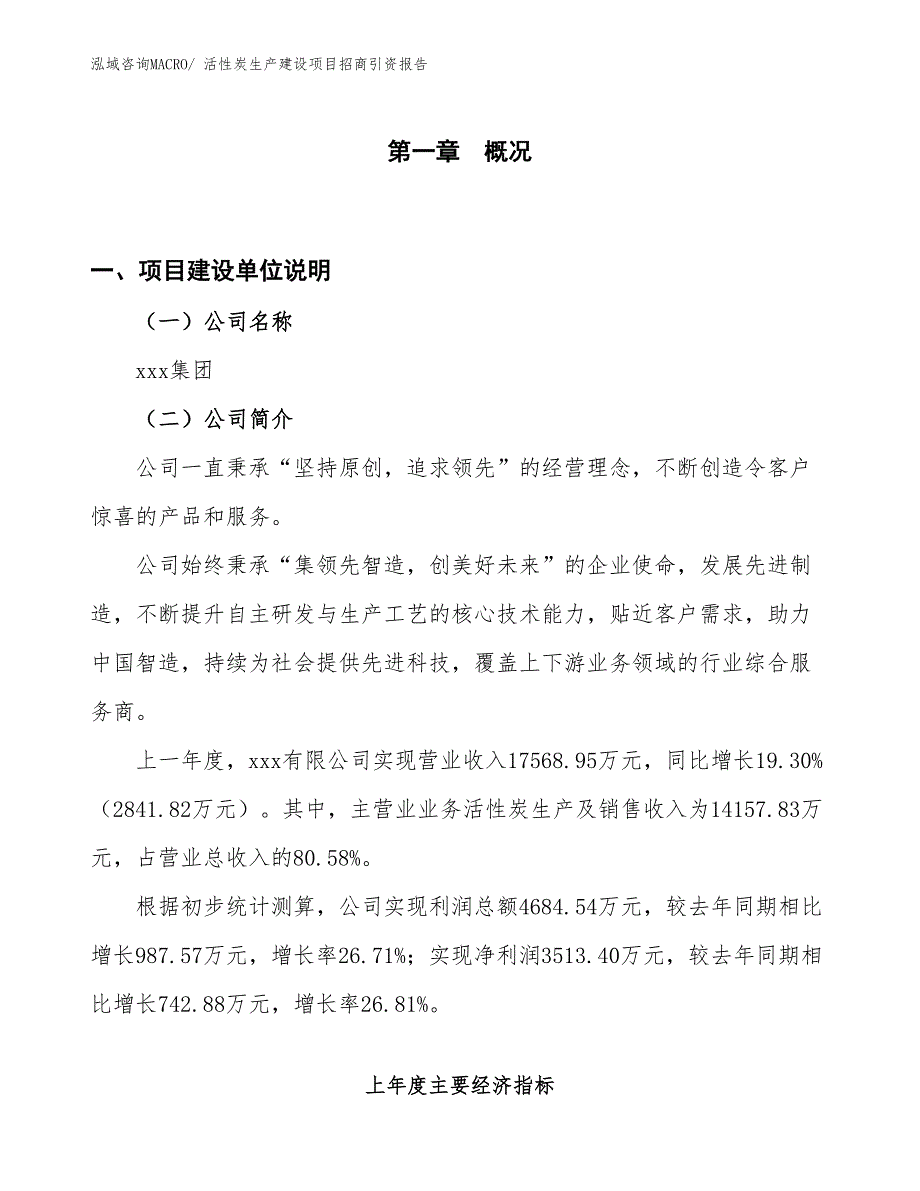 活性炭生产建设项目招商引资报告(总投资16875.16万元)_第1页