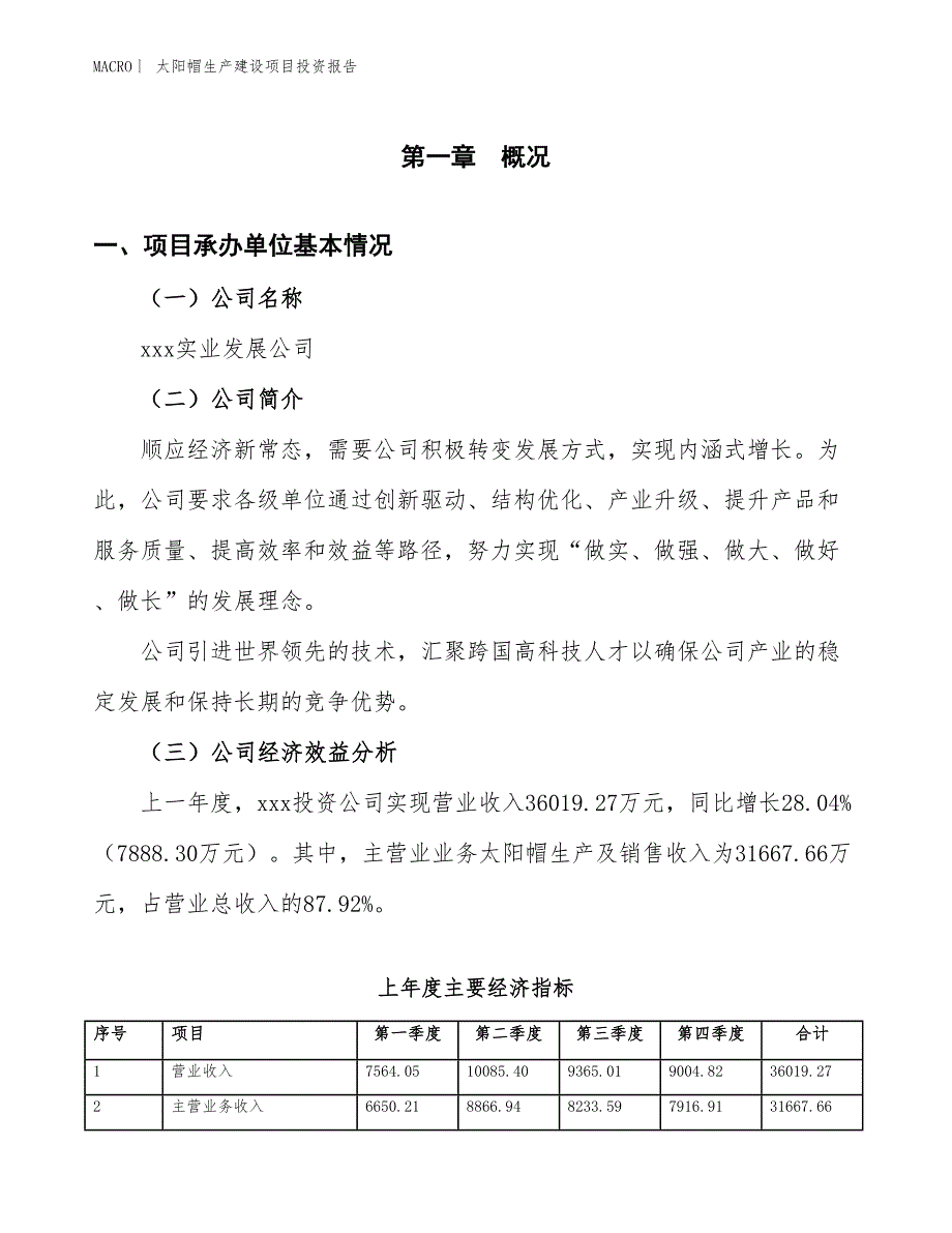 太阳帽生产建设项目投资报告_第4页