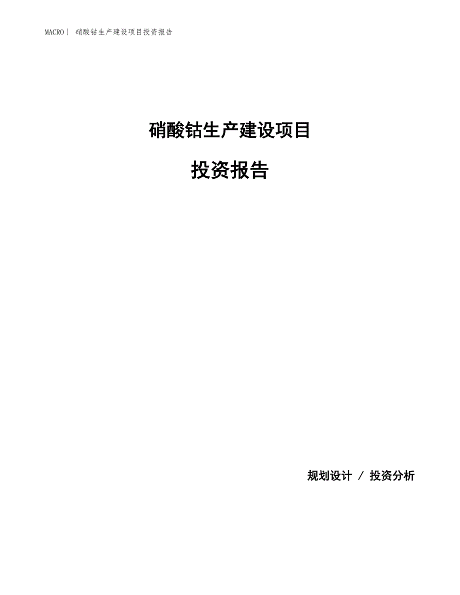 硝酸钴生产建设项目投资报告_第1页