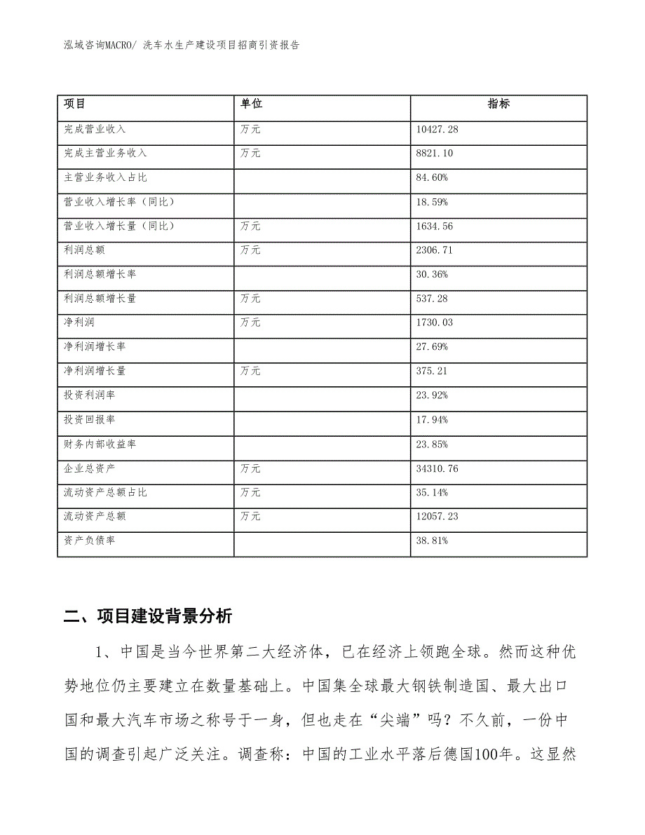 洗车水生产建设项目招商引资报告(总投资16337.34万元)_第2页