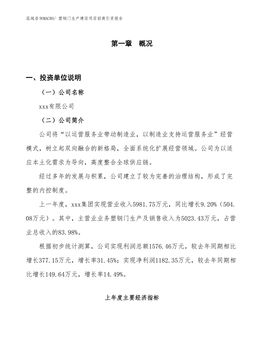 塑钢门生产建设项目招商引资报告(总投资7216.27万元)_第1页