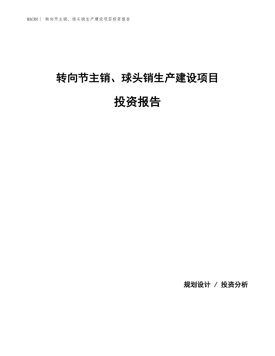 转向节主销、球头销生产建设项目投资报告_第1页