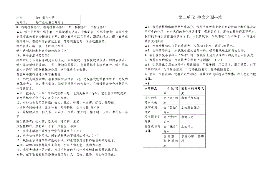 苏教版三年级科学上册复习资料第一单元 我们都是科学家_第2页