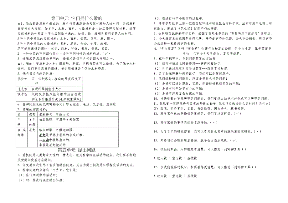 苏教版三年级科学上册复习资料第一单元 我们都是科学家_第3页