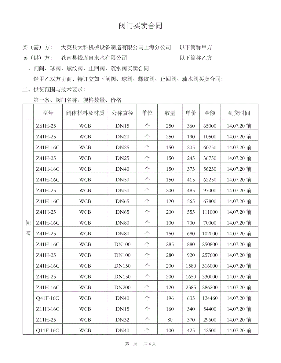 标准阀门采购合同_第1页