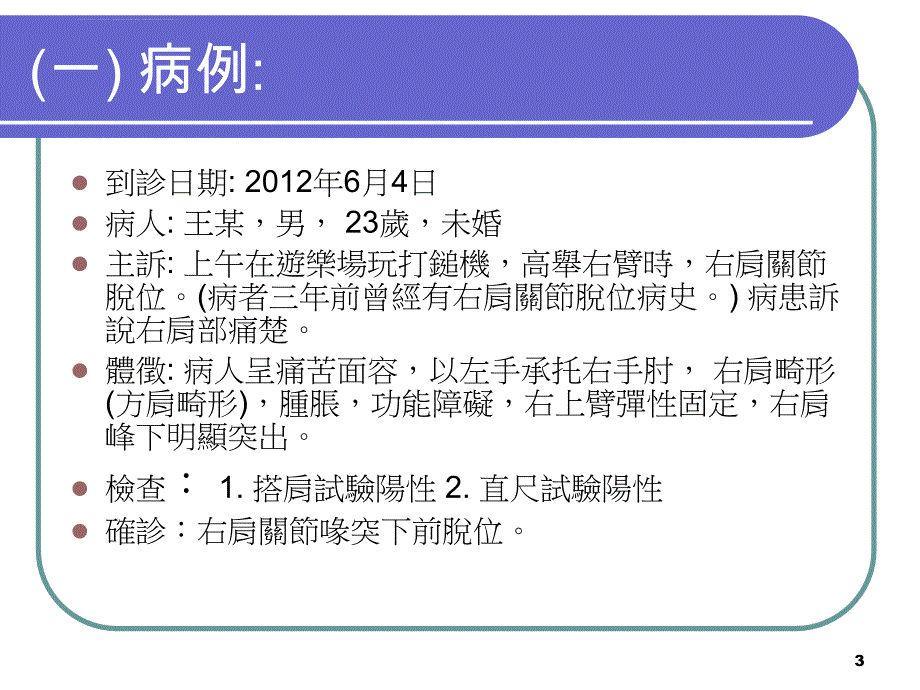 中文大学专题报告---肩关节脱位---16-6-2012课件_第3页