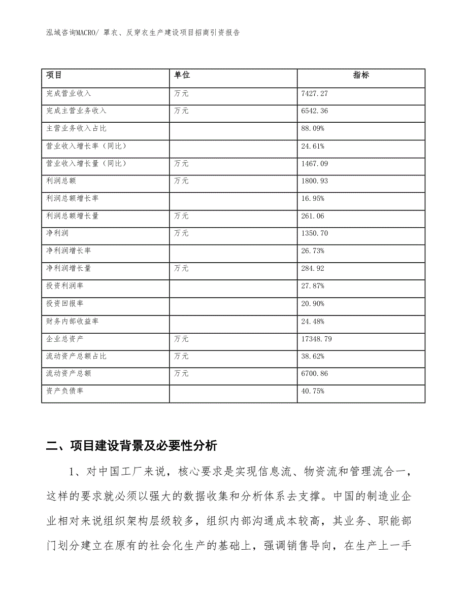 罩衣、反穿衣生产建设项目招商引资报告(总投资7176.24万元)_第2页