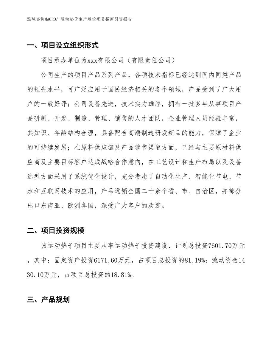 运动垫子生产建设项目招商引资报告(总投资7601.70万元)_第5页