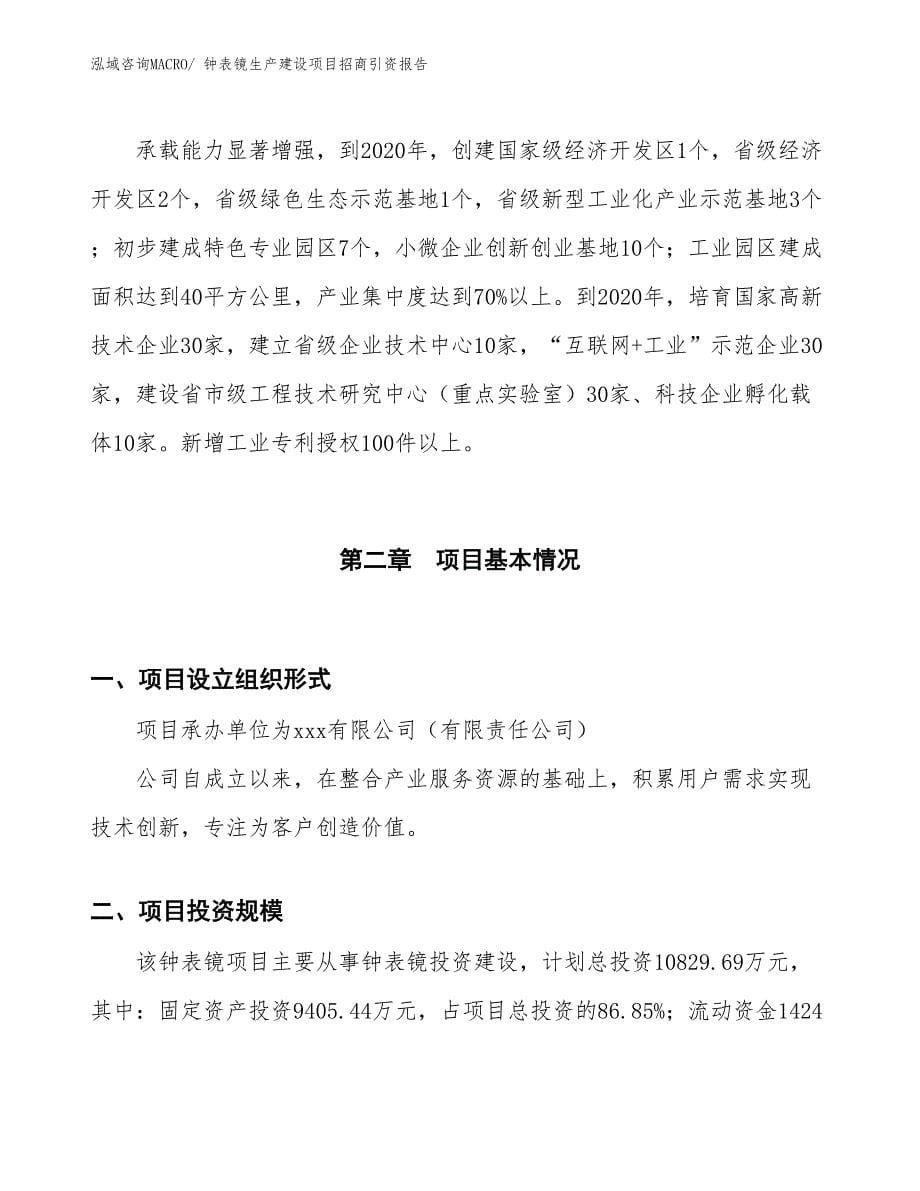 钟表镜生产建设项目招商引资报告(总投资10829.69万元)_第5页