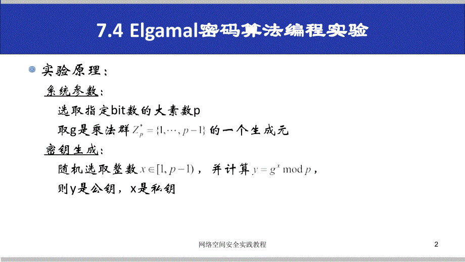 (网络空间安全技术实践)7.4elgamal密码算法编程实验_第2页