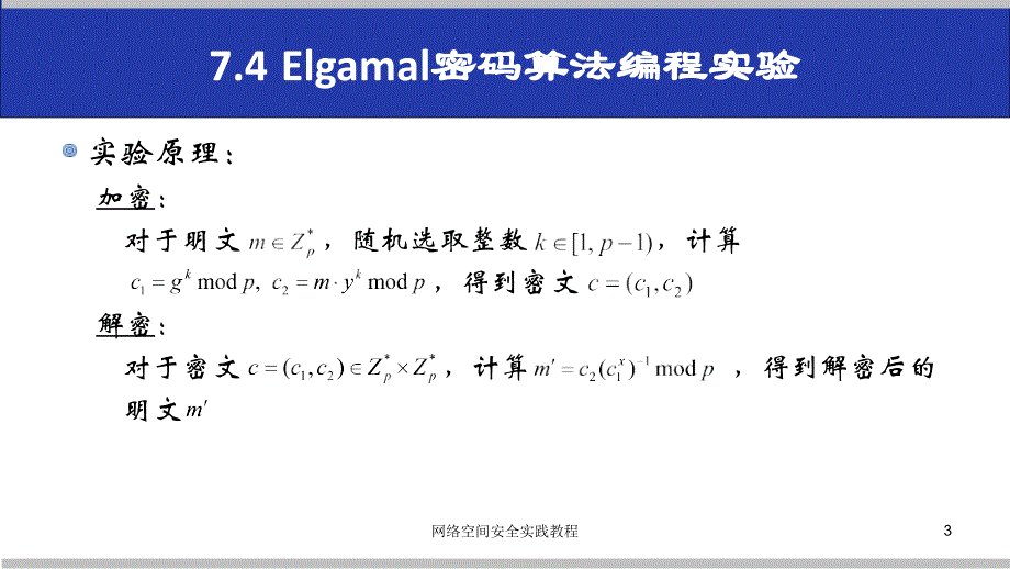 (网络空间安全技术实践)7.4elgamal密码算法编程实验_第3页